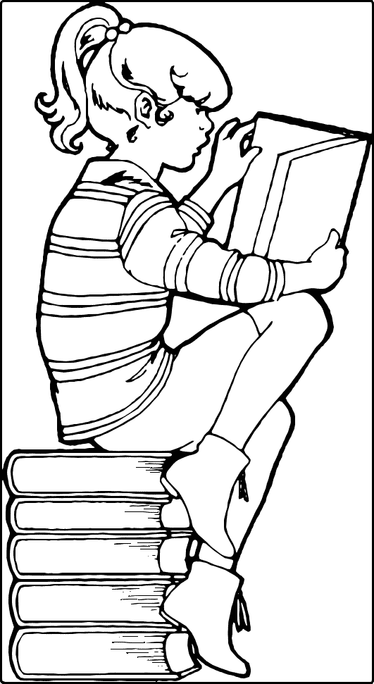 cartoon girl reading book. Free Reading Book Clipart