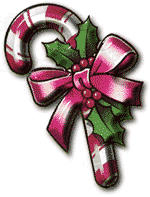 Clipart of a candycane with a giant bow wrapped around holly. , Click here to get more Free Clipart at ClipartPal.com