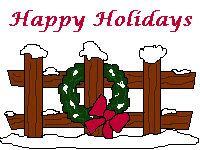 Clipart greeting of an old fence with a wreach hanging from a post with a Happy Holidays sentiment. , Click here to get more Free Clipart at ClipartPal.com