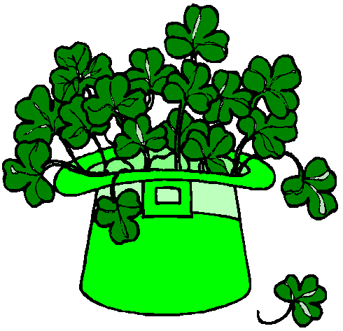 Clipart of a bright green leprechaun hat that is overflowing with clover. , Click here to get more Free Clipart at ClipartPal.com